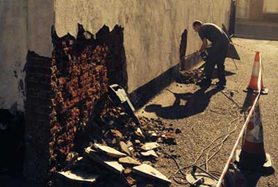 a wall being treated for damp and condensation